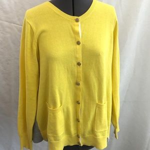 CAbi love Carol  Belle yellow and gray cardigan with lace cami, XL, EUC